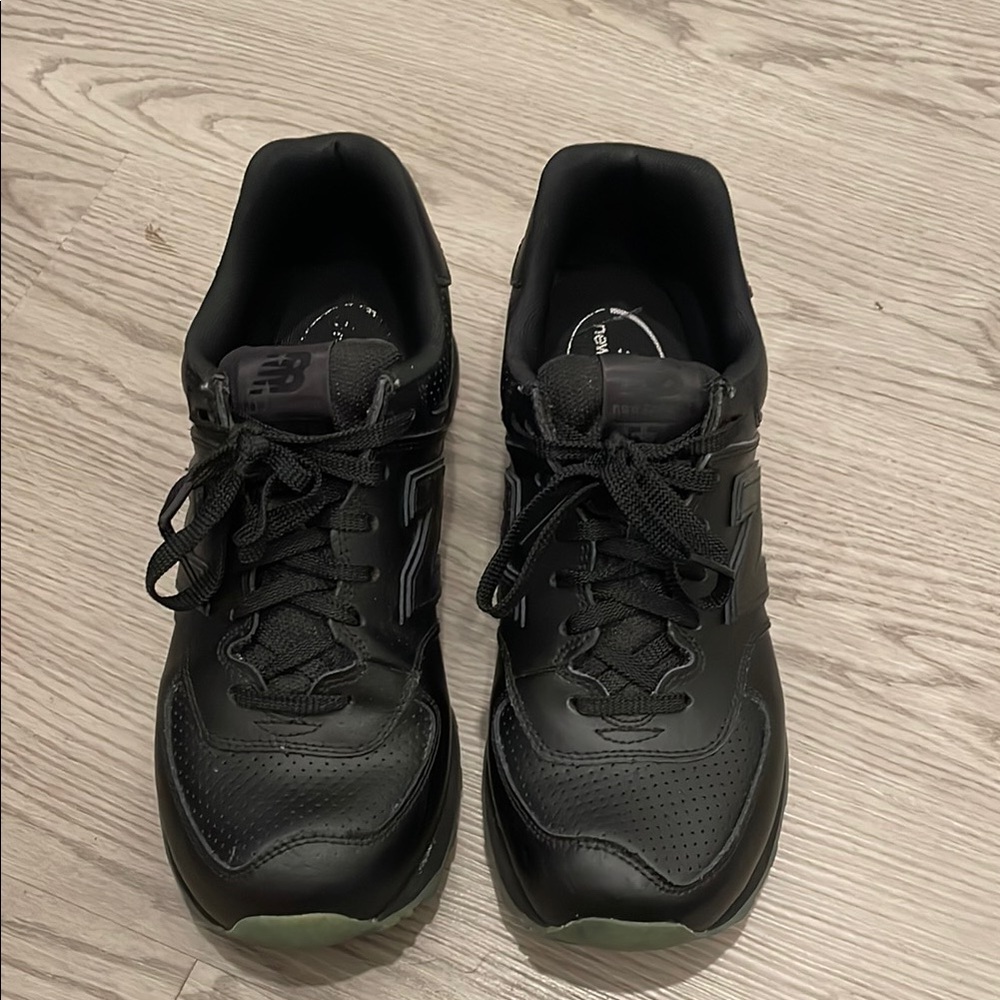 New Balance 574 Black Leather Men's Shoes